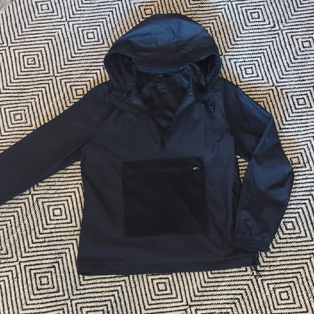 Adidas Black Hooded Pullover Jacket